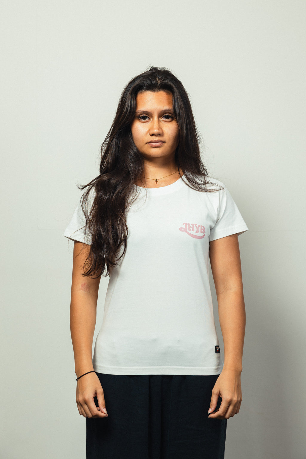JHYB White Fonts Tee - Woman Cut